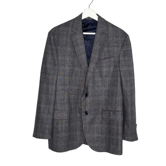 Ted Baker London Kyle SPJ Plaid Long Sleeve Notch Lapel Single Breast Blazer 44R - Picture 1 of 10